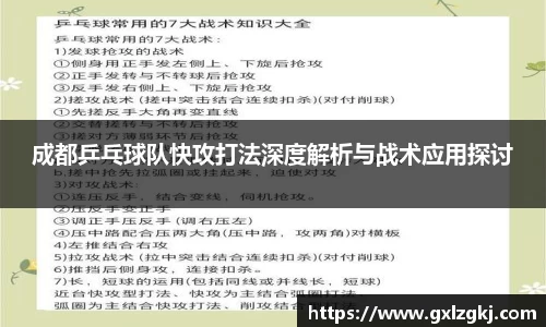 成都乒乓球队快攻打法深度解析与战术应用探讨